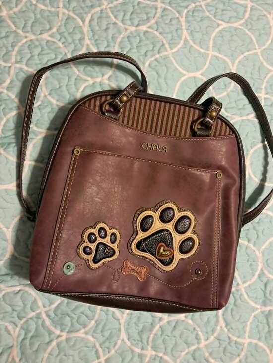 CHALA PAW PRINT CONVERTIBLE BACKPACK PURSE TOTE SO CUTE! main image 6